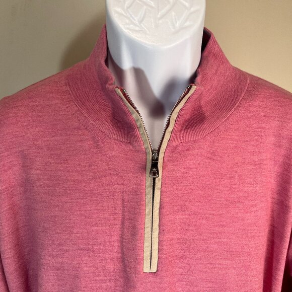 Peter Millar Men's pink Excursionist Flex 1/2 zip golf Sweater Large L EUC - Picture 1 of 6